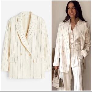 H&M Beige Pinstripe Blazer